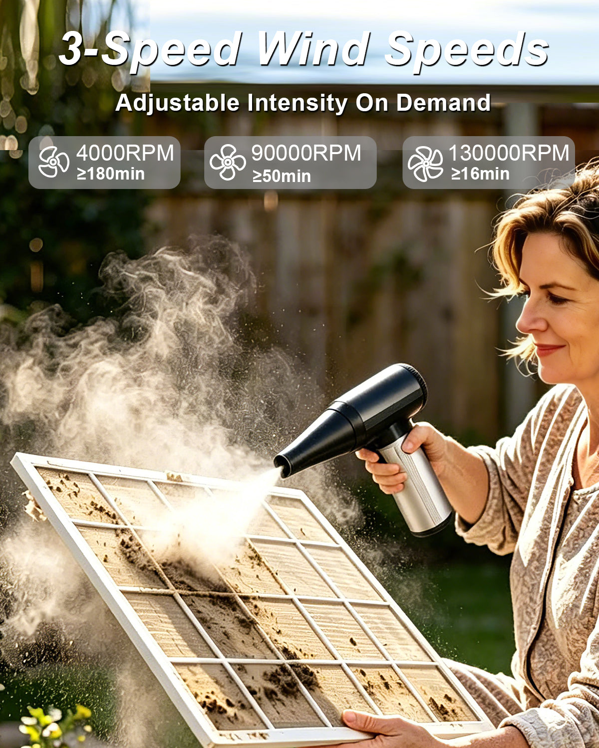 Compressed Air Duster, 2-in-1 Electric Air Duster & Vacuum-Rechargeable with High-Power Brushless Motor