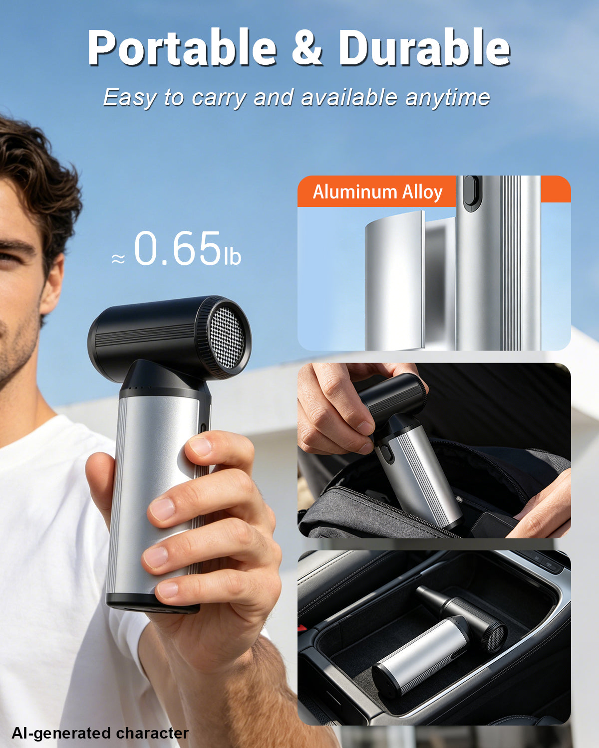 Electric Air Duster, 2-in-1 Compressed Air Duster & Vacuum-Rechargeable with High-Power Brushless Motor